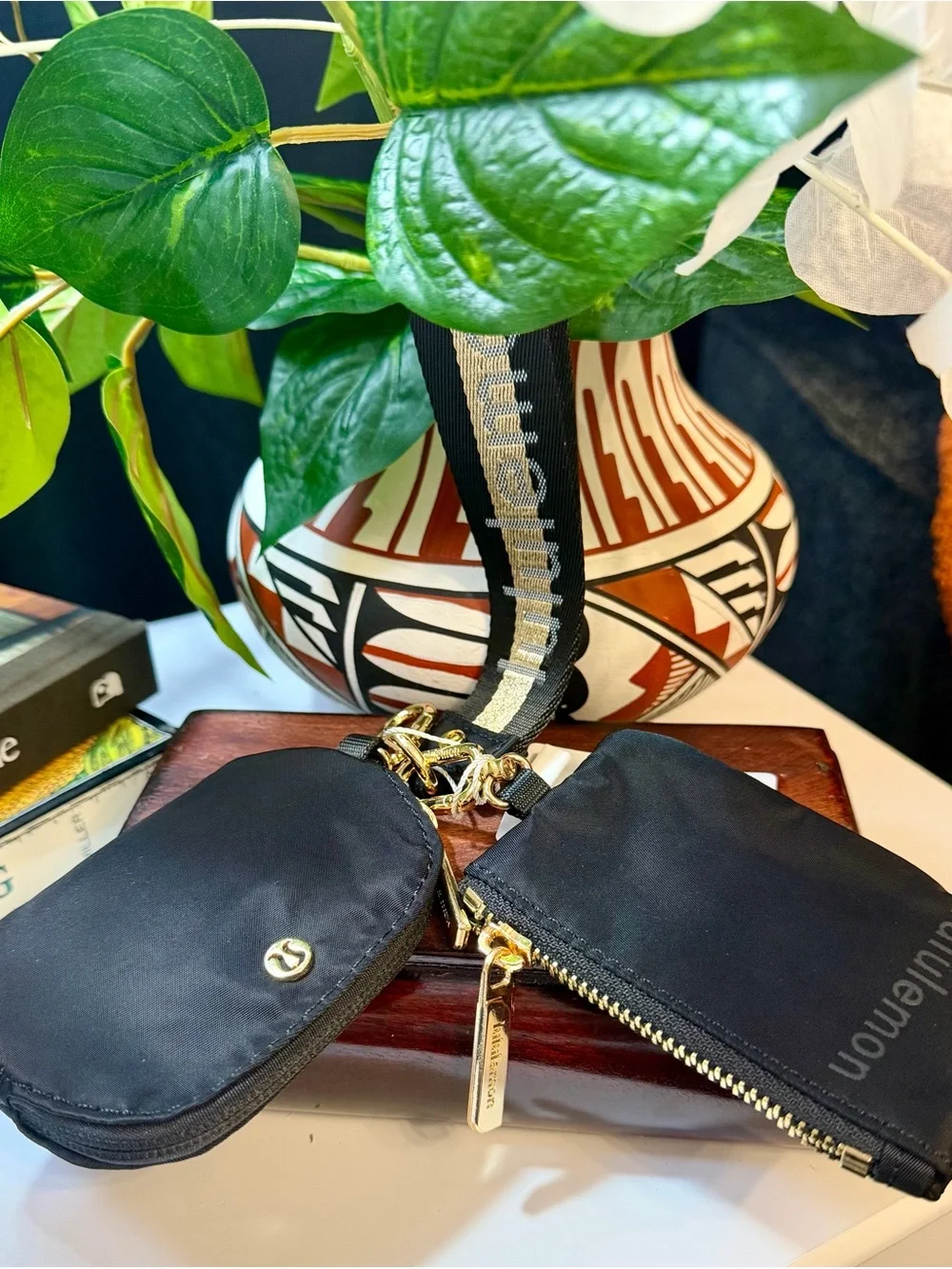 LULULEMON Black Dual Pouch Wristlet Keychain Unisex